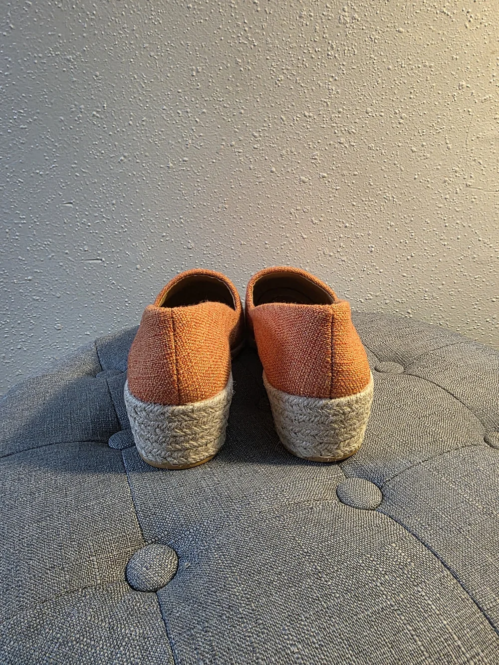 Coastal Lagenlook Women’s Orange Espadrille Wedge Slip-Ons Sz 41 8.5 To 9 US